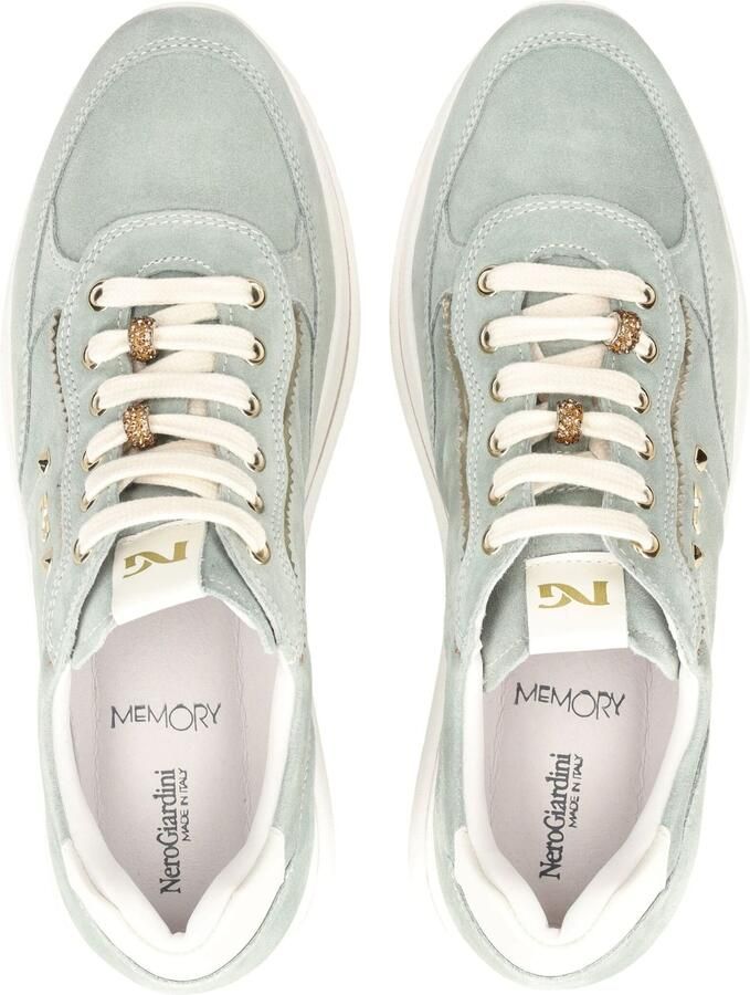 NeroGiardini Sneaker Velour Velvet Osso 0100 T.Brill Platino 6074 Tr Co Fashion Wear Vrouwen - Foto 4