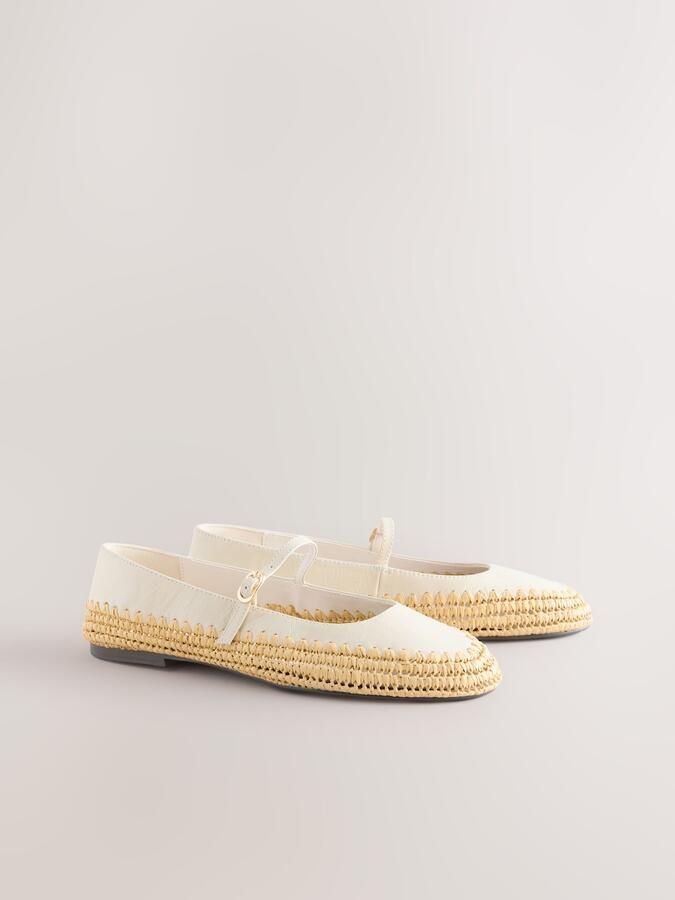Next Dames Forever Comfort Mary Jane-schoenen van raffia Wit - Foto 2