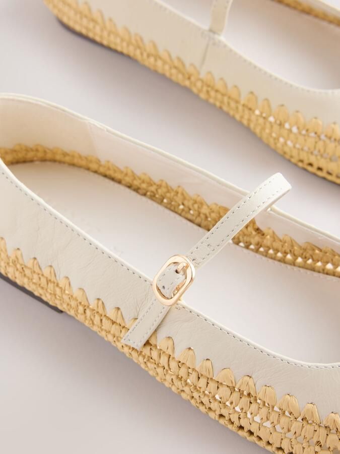 Next Dames Forever Comfort Mary Jane-schoenen van raffia Wit - Foto 4