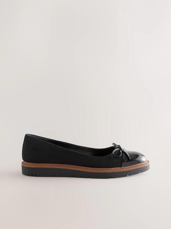 Next Dames Forever Comfort ballerina's met dikke zool en strik Zwart - Foto 2