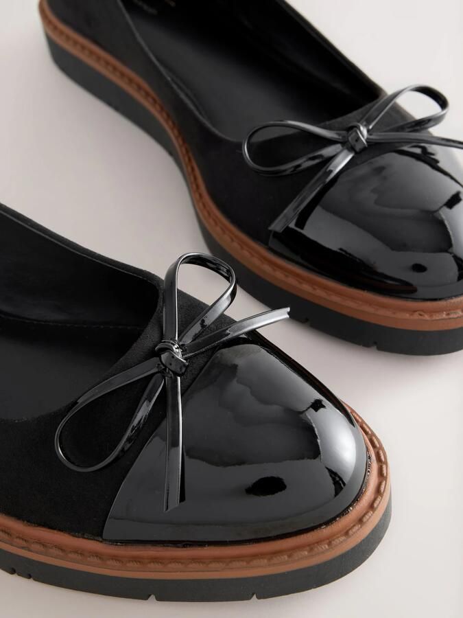 Next Dames Forever Comfort ballerina's met dikke zool en strik Zwart - Foto 5