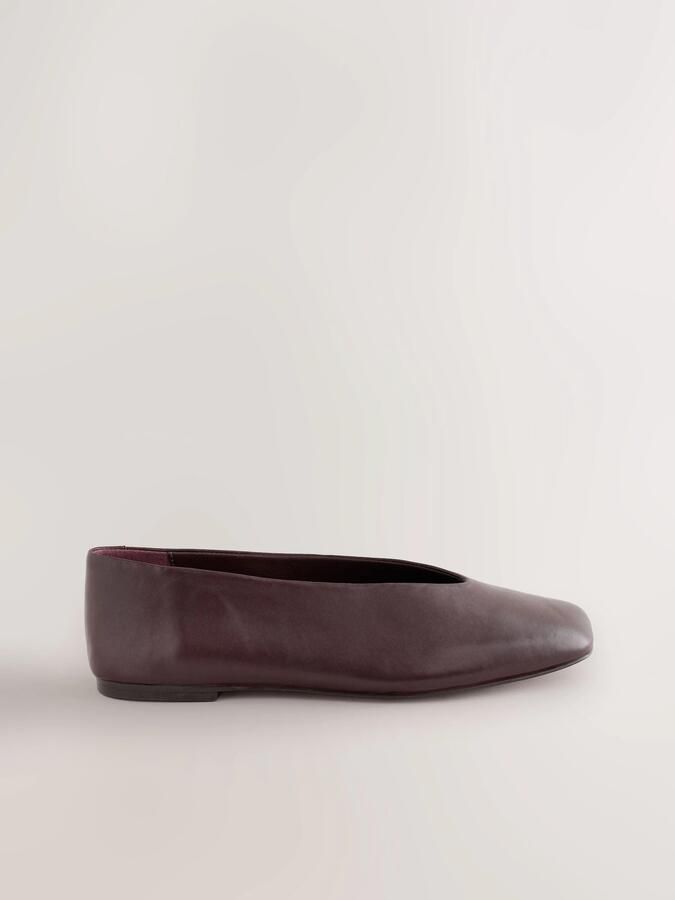 Next Dames Forever Comfort lasergesneden leren ballerina's met hoekige neus Rood - Foto 2