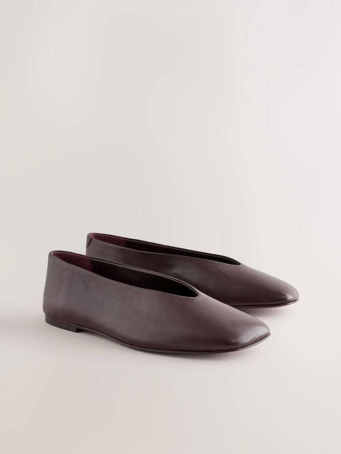 Next Dames Forever Comfort lasergesneden leren ballerina's met hoekige neus Rood - Foto 3