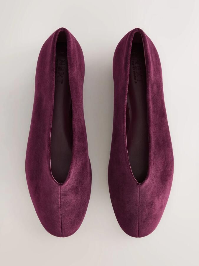 Next Dames Forever Comfort fluwelen ballerina's met hoge wreef Rood - Foto 3