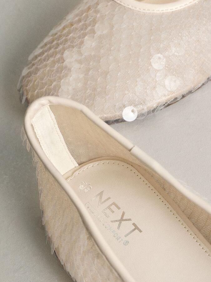 Next Dames Forever Comfort ballerina's met ronde neus en pailletten Wit - Foto 6