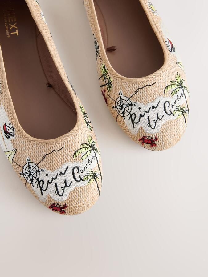 Next Ballerina 'Forever Comfort' crème lichtgroen zwart wit - Foto 3