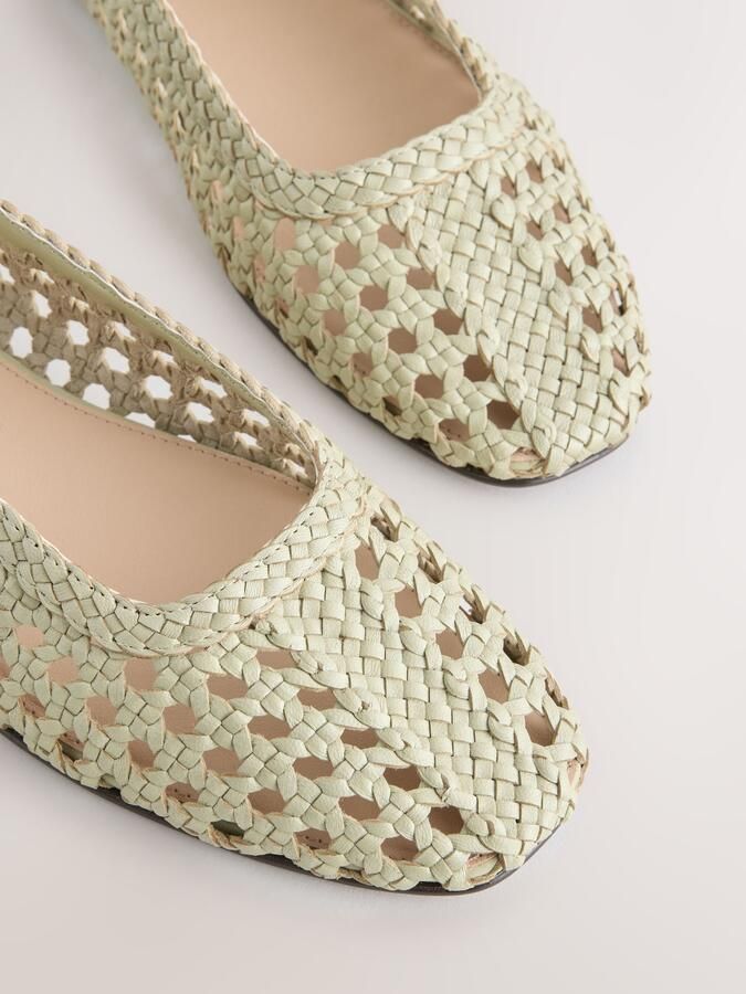 Next Dames Forever Comfort leren schoenen met geweven bovenkant Groen - Foto 4