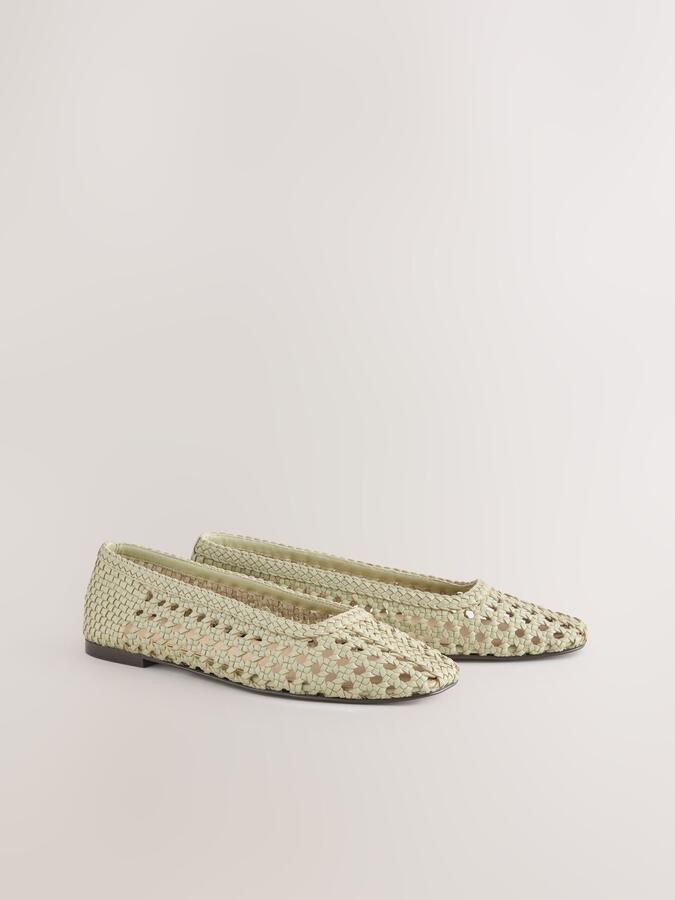 Next Dames Forever Comfort leren schoenen met geweven bovenkant Groen - Foto 2