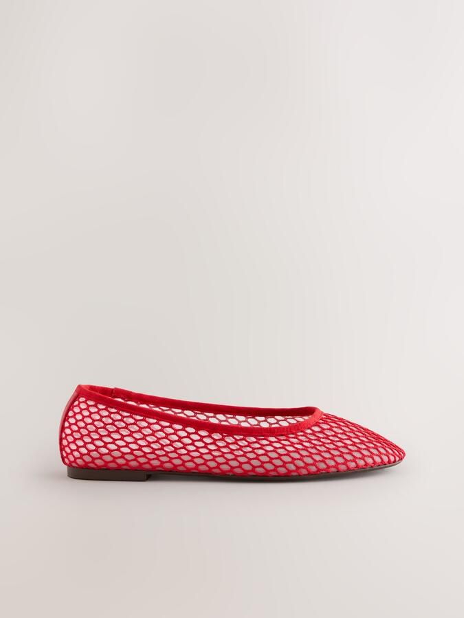 Next Dames Forever Comfort ballerina's met ronde neus en mesh Rood - Foto 4