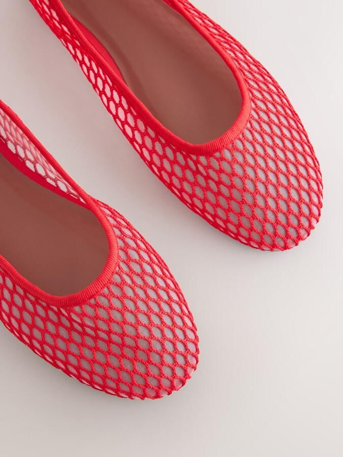 Next Dames Forever Comfort ballerina's met ronde neus en mesh Rood - Foto 3