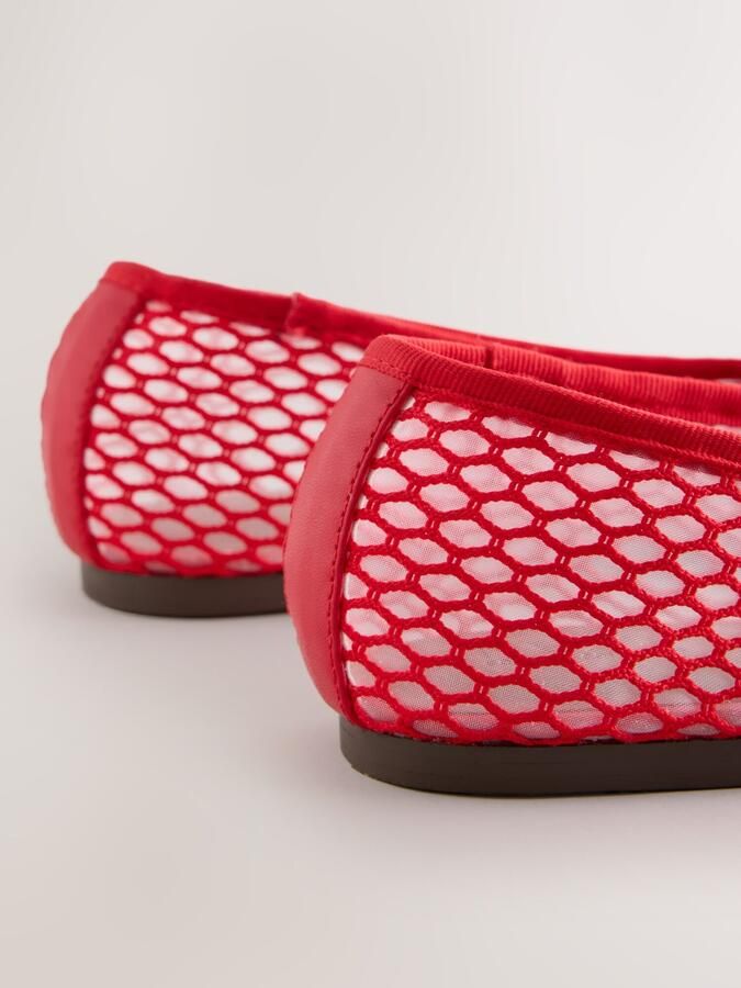 Next Dames Forever Comfort ballerina's met ronde neus en mesh Rood - Foto 5