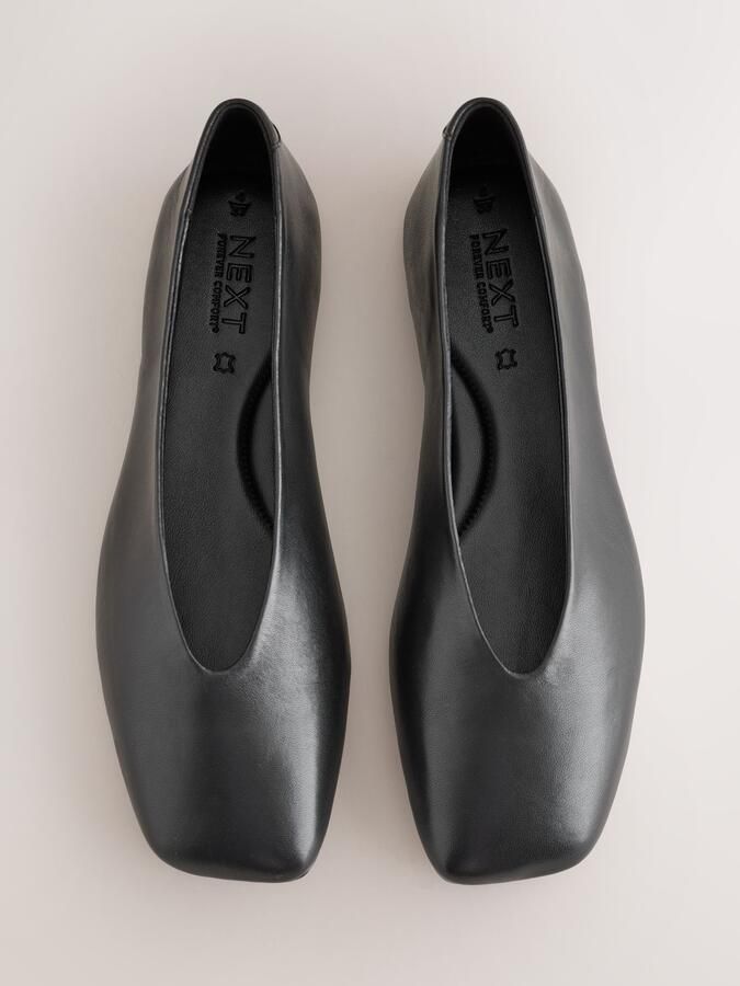 Next Dames Forever Comfort lasergesneden leren ballerina's met hoekige neus Zwart - Foto 4