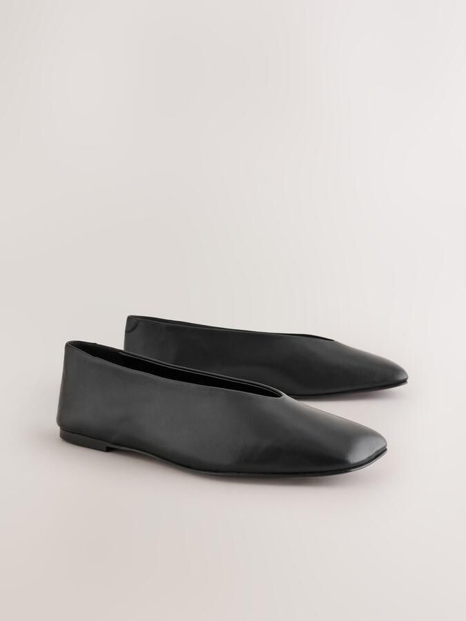 Next Dames Forever Comfort lasergesneden leren ballerina's met hoekige neus Zwart - Foto 3