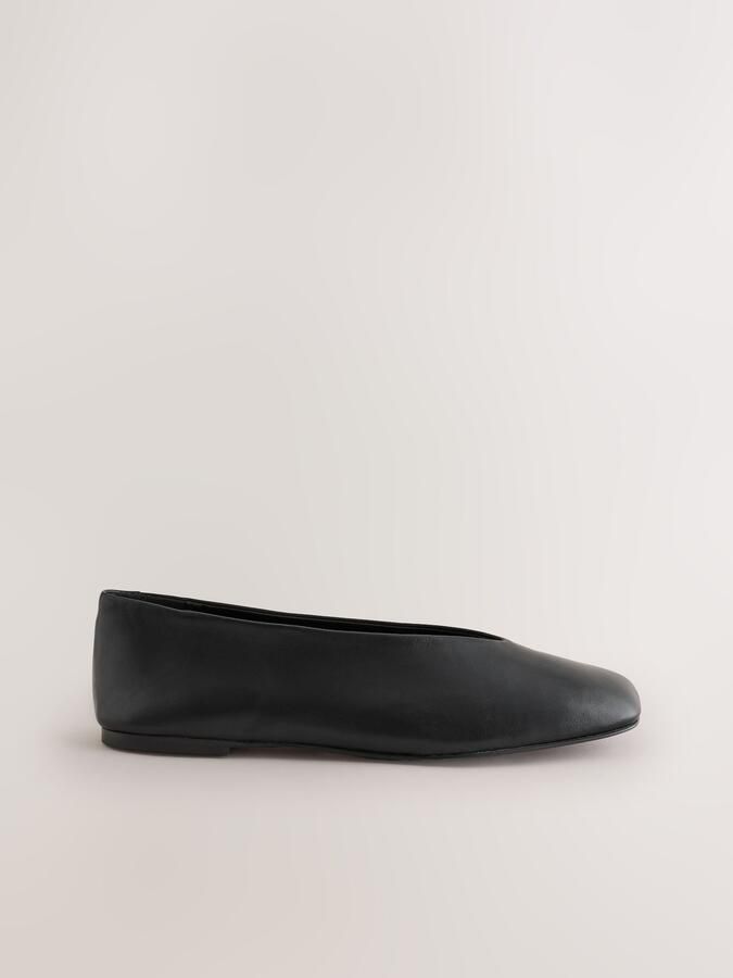Next Dames Forever Comfort lasergesneden leren ballerina's met hoekige neus Zwart - Foto 2
