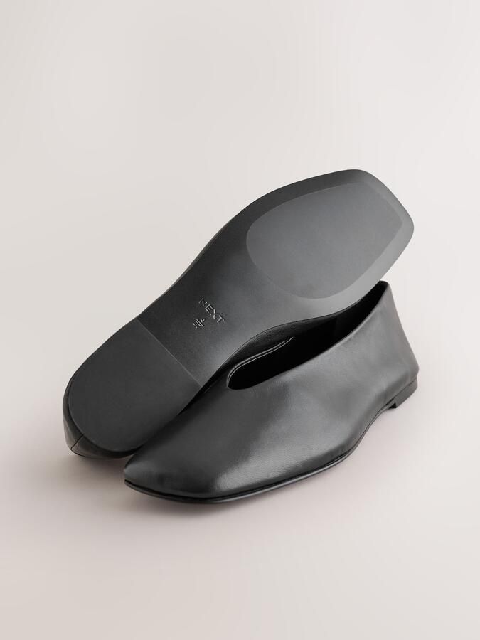 Next Dames Forever Comfort lasergesneden leren ballerina's met hoekige neus Zwart - Foto 5