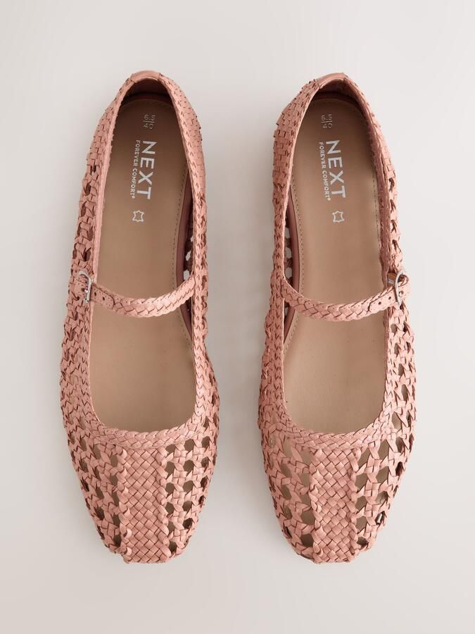 Next Dames Forever Comfort geweven Mary Jane-schoenen met vierkante neus Oranje - Foto 3