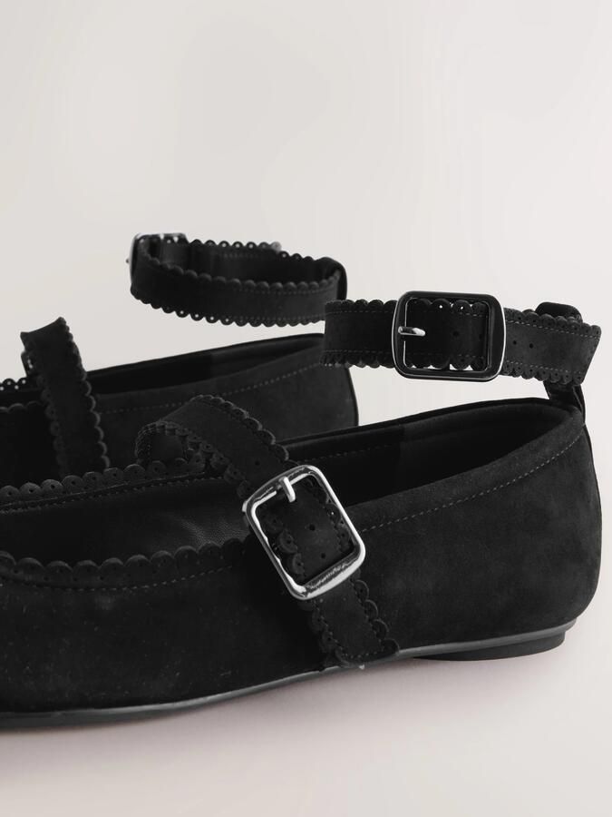 Next Dames Forever Comfort leren Mary Jane-schoenen met geschulpte rand Zwart - Foto 4