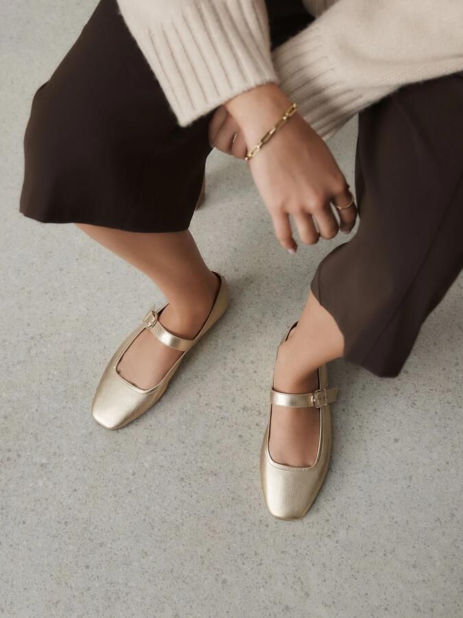 Next Dames N. Premium suède Mary Jane-schoenen Goud - Foto 6