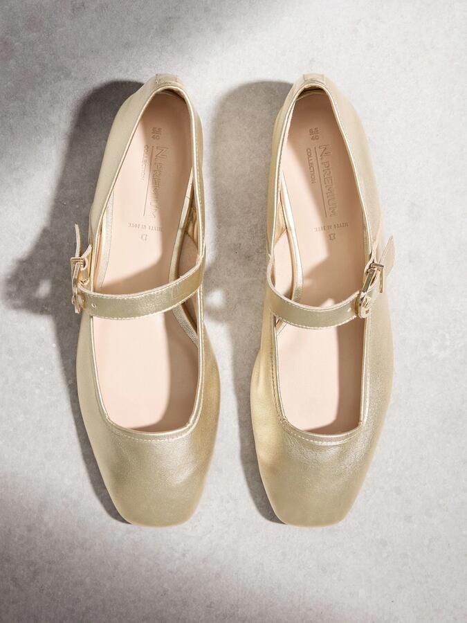 Next Dames N. Premium suède Mary Jane-schoenen Goud - Foto 4
