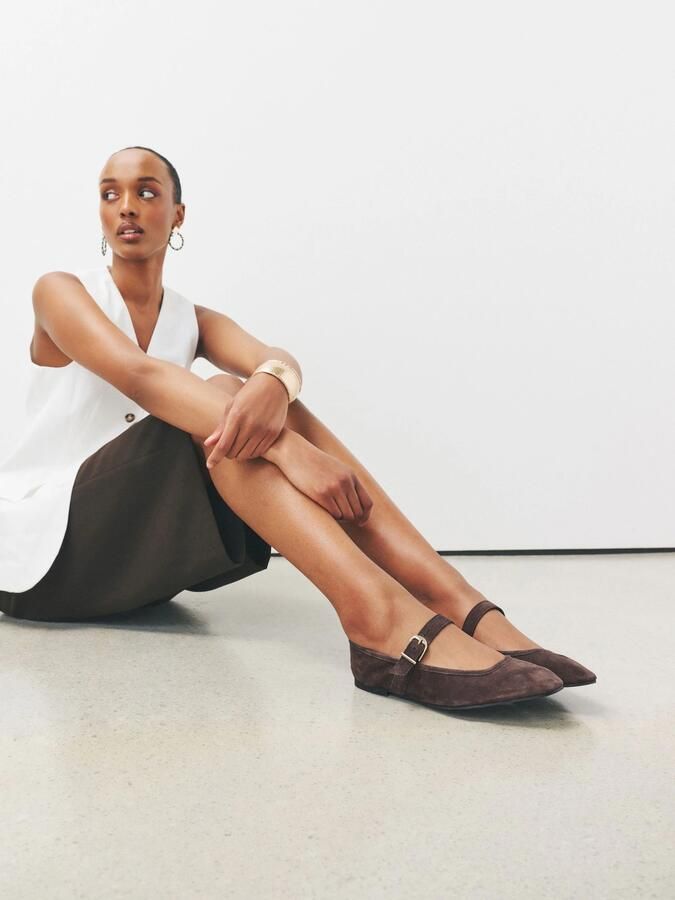 Next Ballerina met riempjes 'N. Premium' chocoladebruin - Foto 6