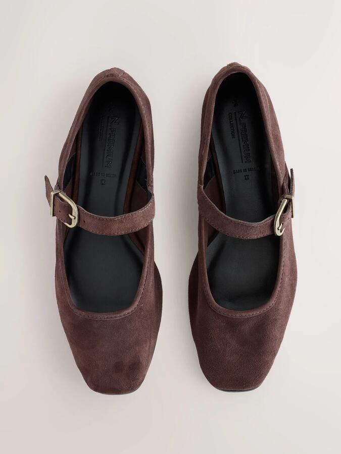 Next Ballerina met riempjes 'N. Premium' chocoladebruin - Foto 4