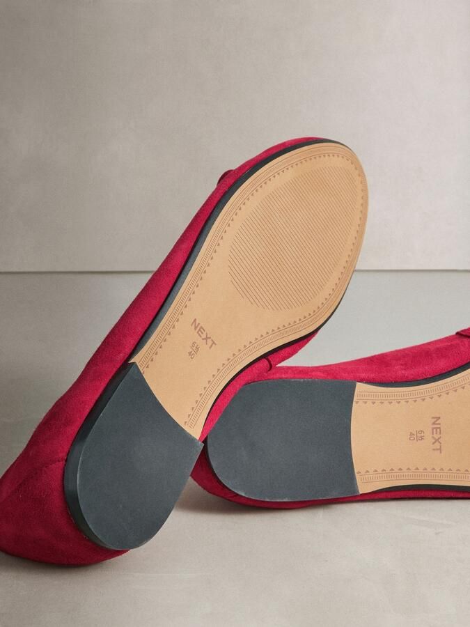 Next Dames N. Premium suède ballerina's met leren franjes Rood - Foto 4