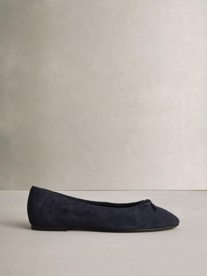Next Dames N. Premium suède ballerina's met leren franjes Blauw - Foto 2