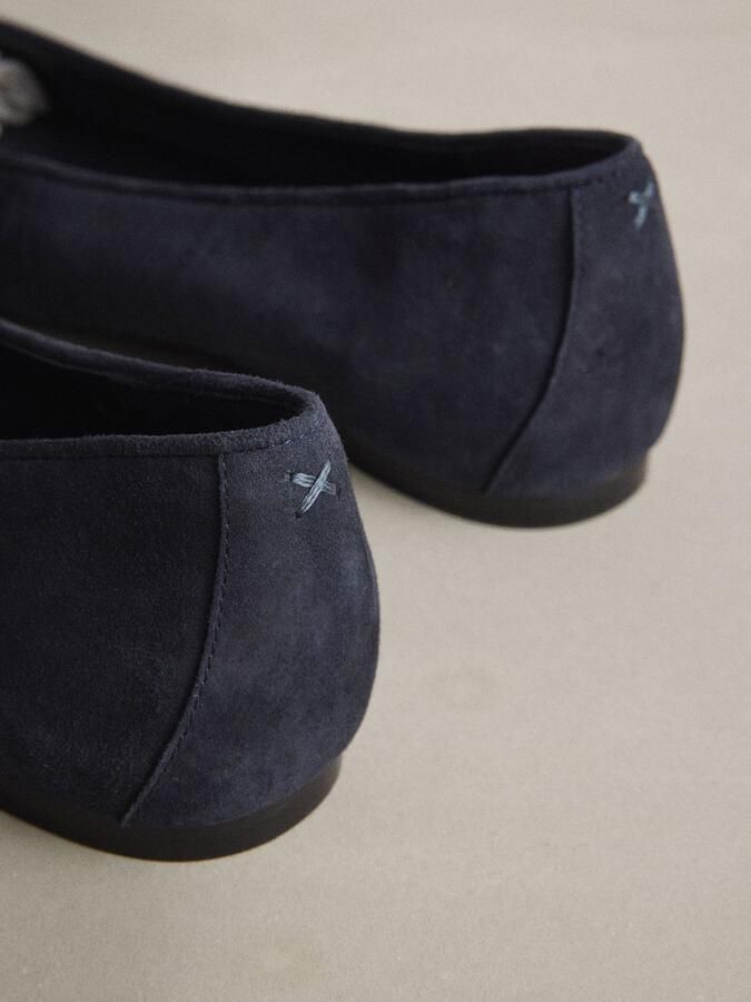 Next Dames N. Premium suède ballerina's met leren franjes Blauw - Foto 3