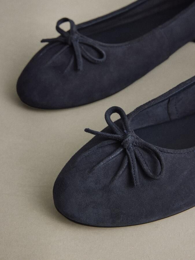 Next Dames N. Premium suède ballerina's met leren franjes Blauw - Foto 4