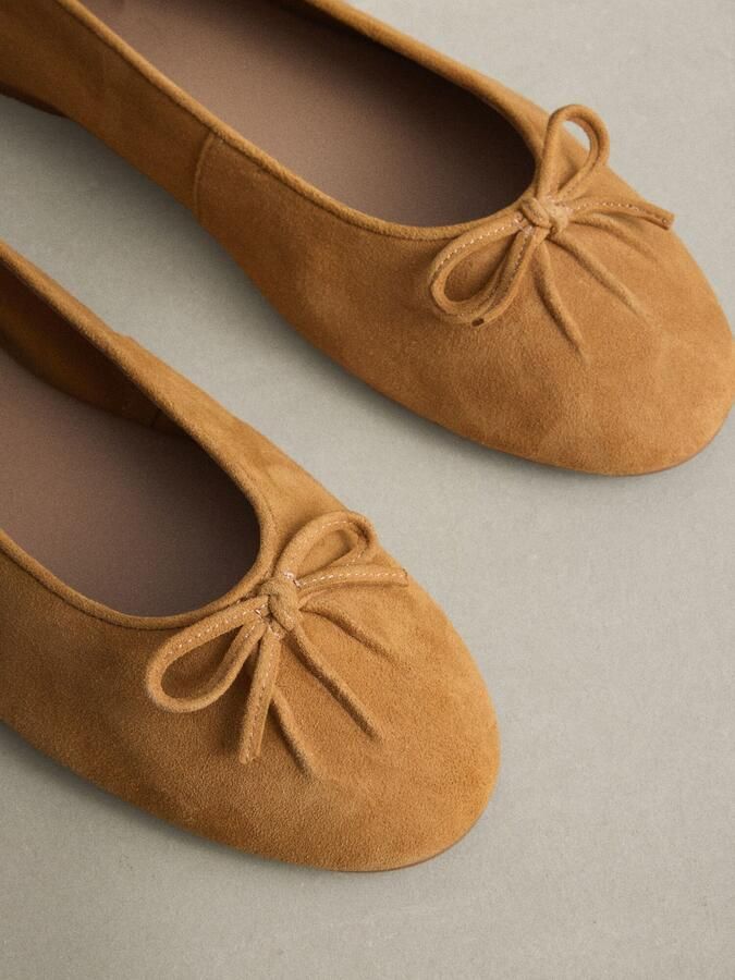 Next Dames N. Premium leren ballerina's met franjes en klittenbandsluiting Geel - Foto 3