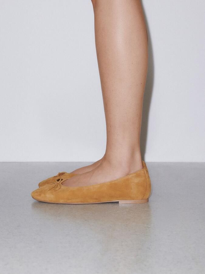 Next Dames N. Premium leren ballerina's met franjes en klittenbandsluiting Geel - Foto 6