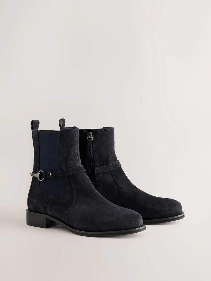 Next Dames Forever Comfort leren Chelsea-laarzen met ronde neus Blauw - Foto 3
