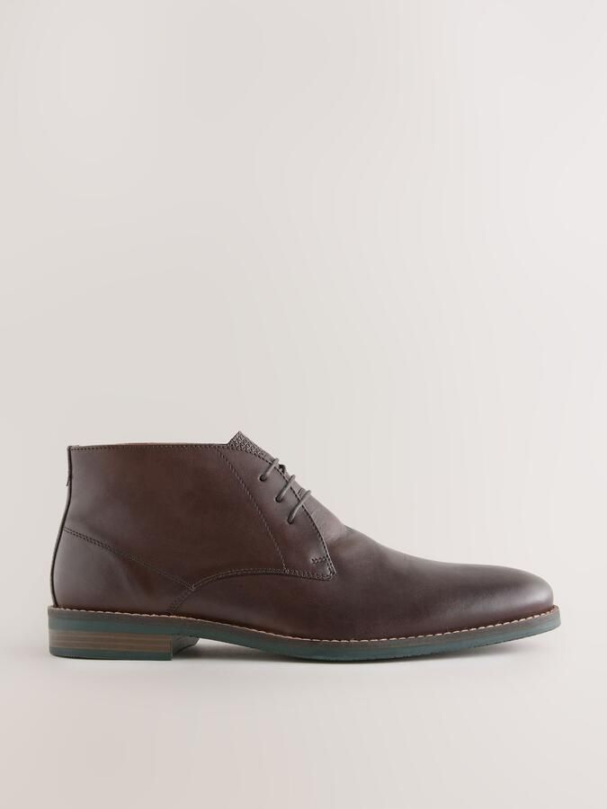 Next Heren Leren chukka laarzen met contrasterende zool Bruin - Foto 2