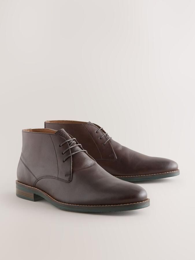 Next Heren Leren chukka laarzen met contrasterende zool Bruin - Foto 3