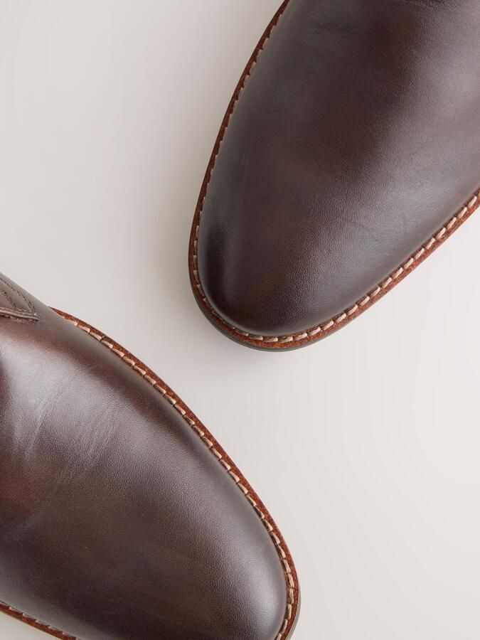 Next Heren Leren chukka laarzen met contrasterende zool Bruin - Foto 4