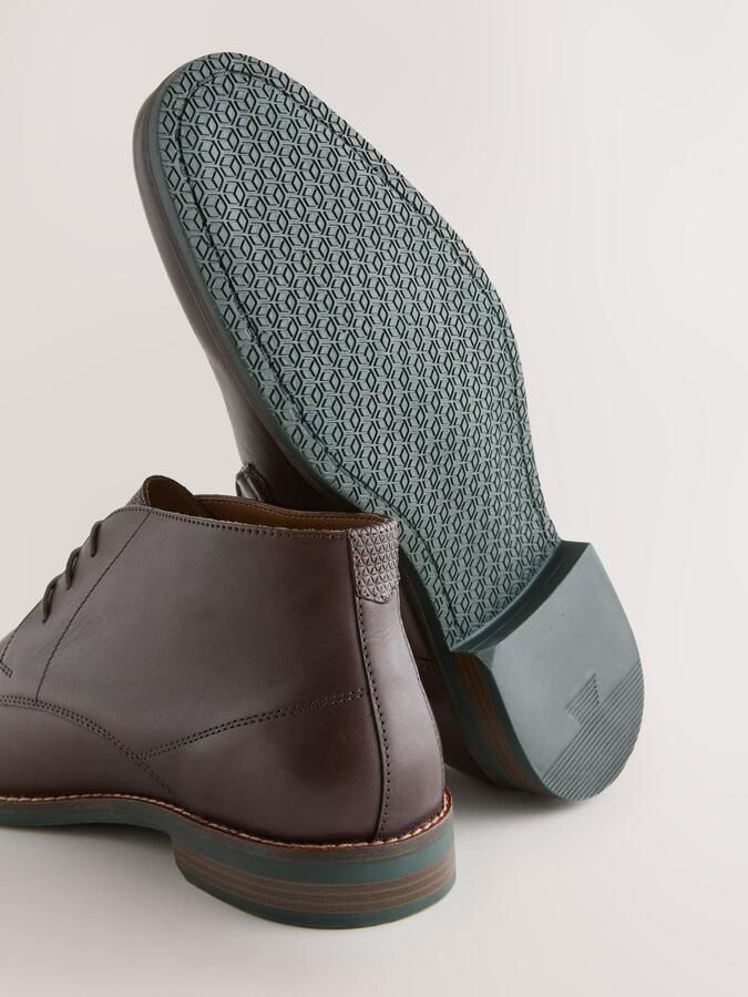Next Heren Leren chukka laarzen met contrasterende zool Bruin - Foto 5