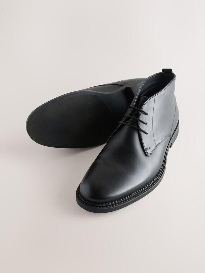 Next Heren Nette leren Chukka-laarzen Zwart - Foto 3