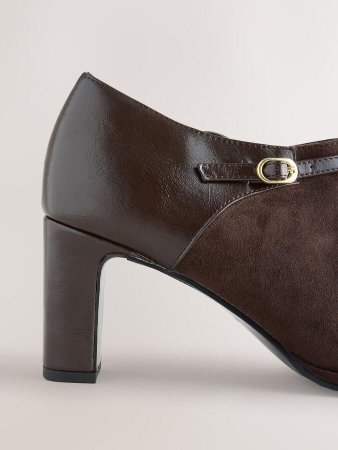 Next Dames Forever Comfort laarzen met ronde neus blokhak en gespdetails Bruin - Foto 3