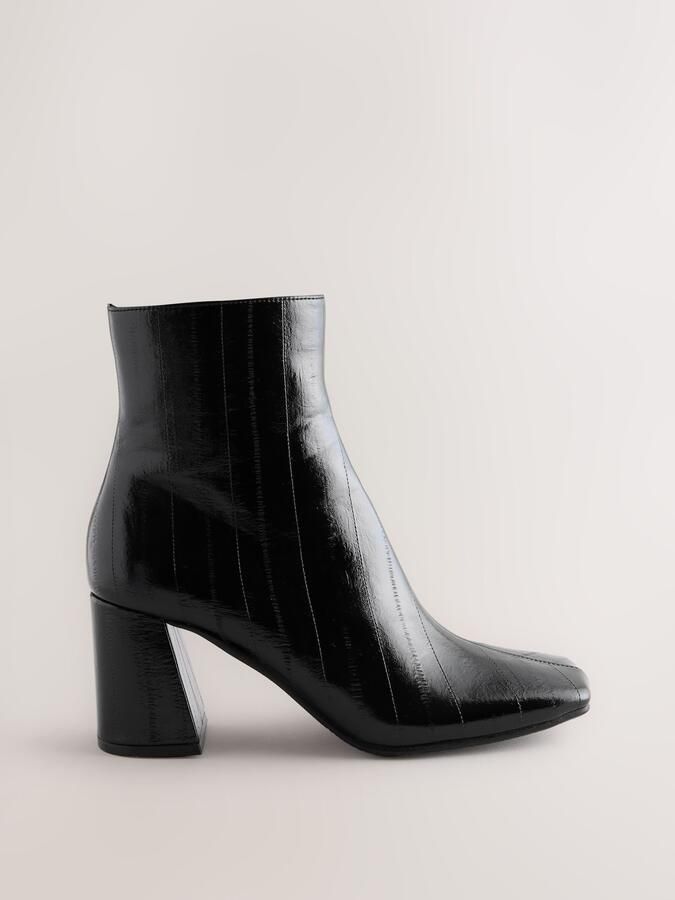 Next Dames Forever Comfort enkellaars met vierkante neus en structuur Zwart - Foto 2
