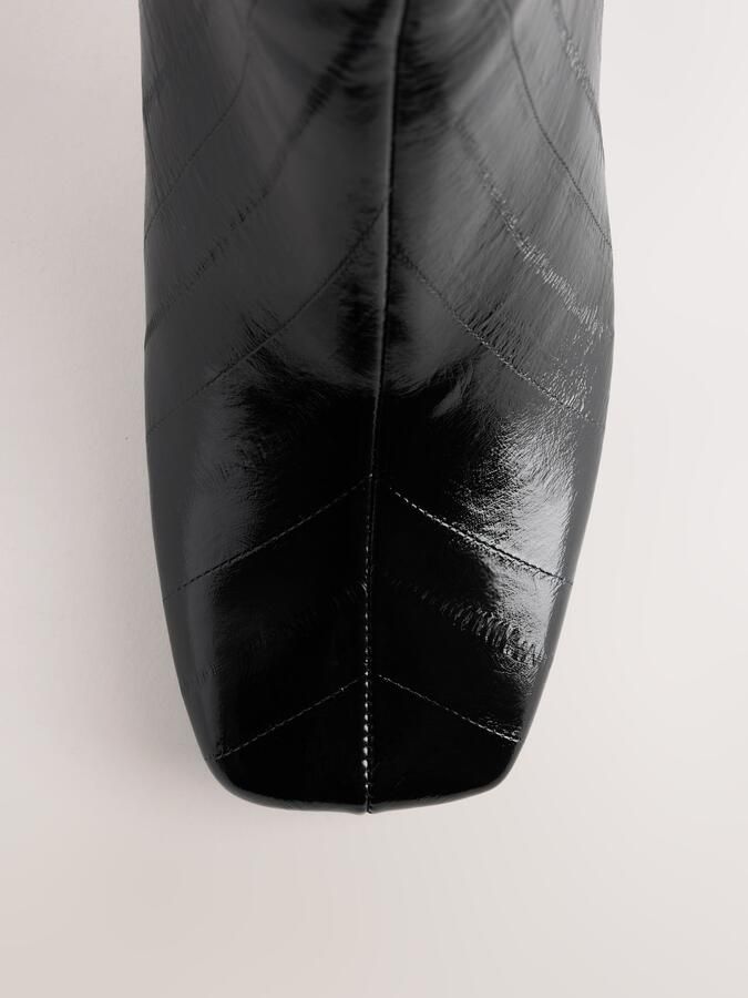 Next Dames Forever Comfort enkellaars met vierkante neus en structuur Zwart - Foto 3
