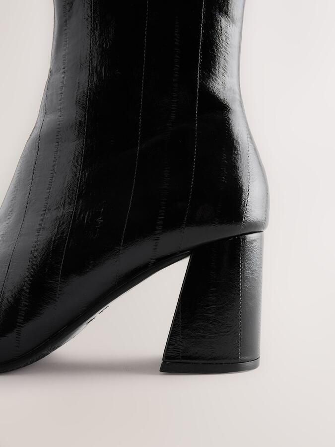 Next Dames Forever Comfort enkellaars met vierkante neus en structuur Zwart - Foto 4