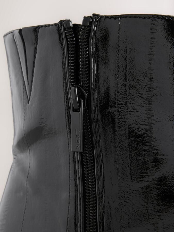 Next Dames Forever Comfort enkellaars met vierkante neus en structuur Zwart - Foto 5
