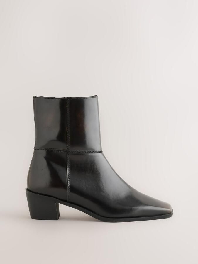Next Dames Forever Comfort leren enkellaarzen met vierkante neus Bruin - Foto 3