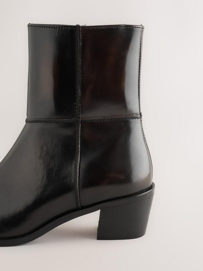 Next Dames Forever Comfort leren enkellaarzen met vierkante neus Bruin - Foto 5