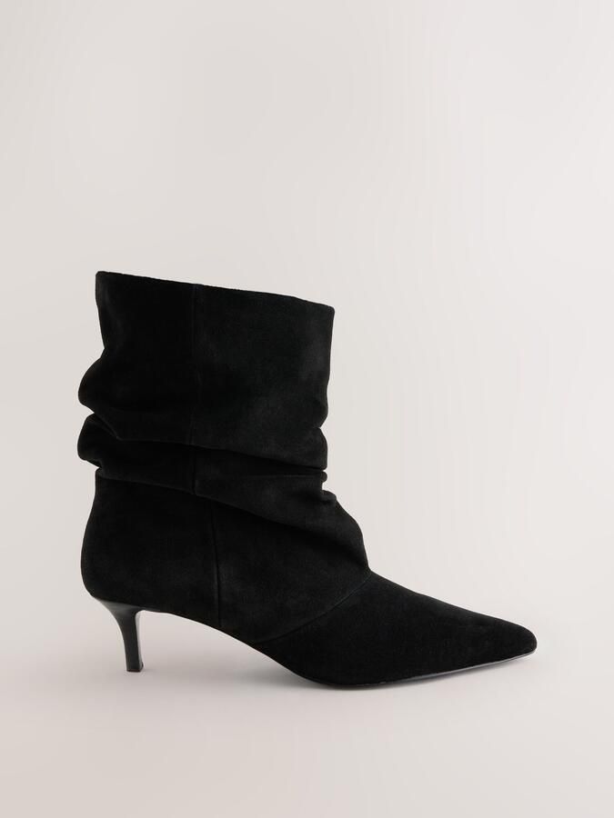 Next Dames Forever Comfort slappe leren enkellaarzen met hak Zwart - Foto 2