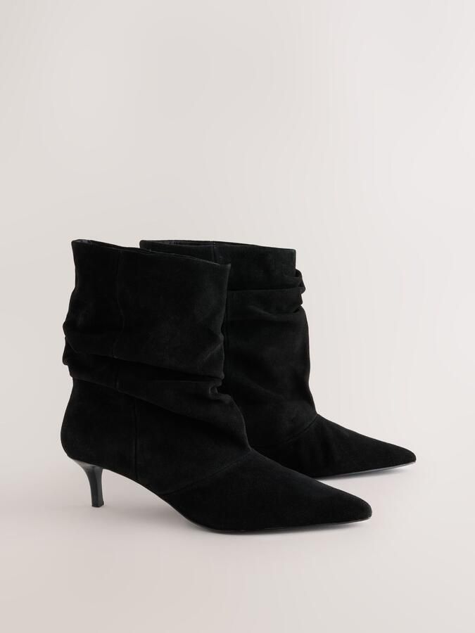 Next Dames Forever Comfort slappe leren enkellaarzen met hak Zwart - Foto 3