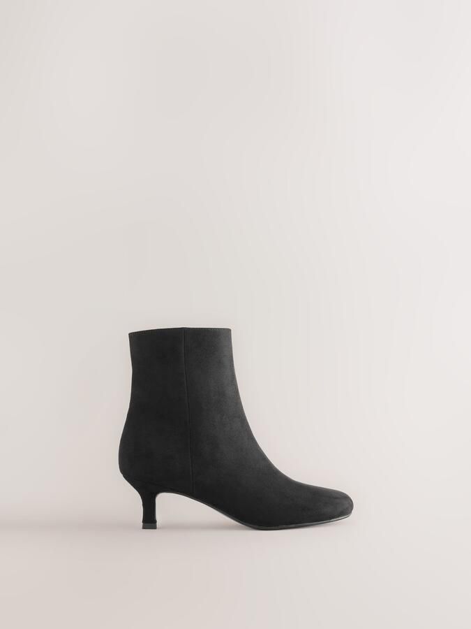 Next Dames Forever Comfort enkellaarzen van imitatiesuède met lepelvormige neus Zwart - Foto 2