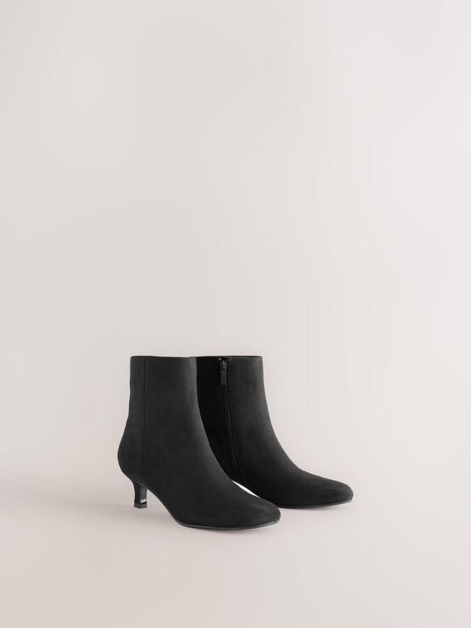 Next Dames Forever Comfort enkellaarzen van imitatiesuède met lepelvormige neus Zwart - Foto 3