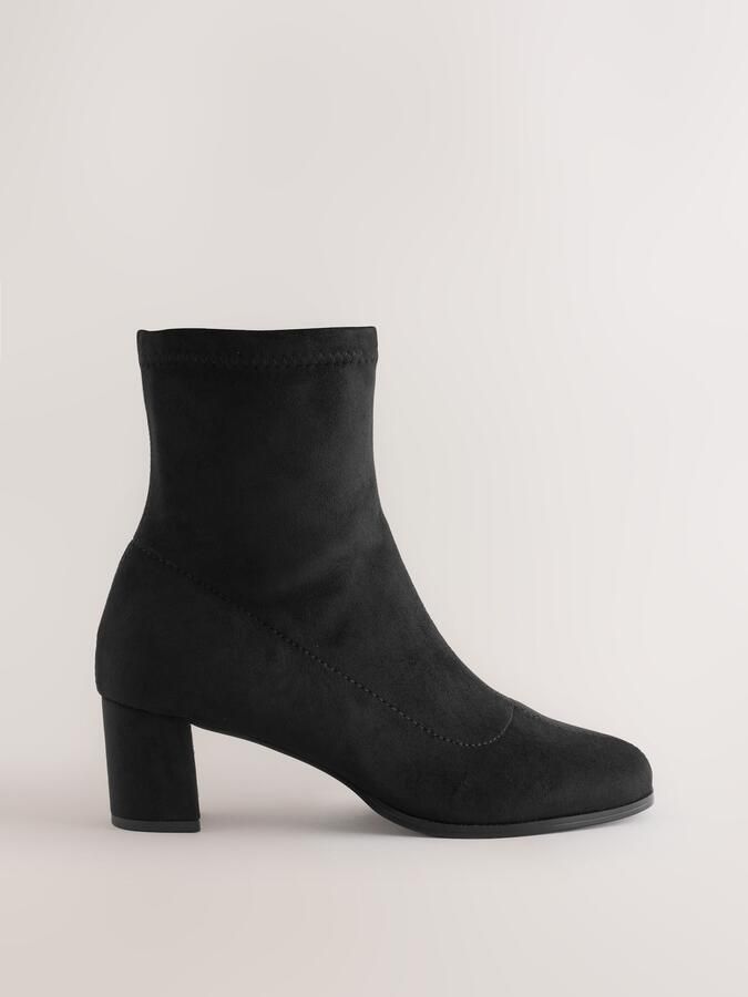 Next Dames Forever Comfort sok-enkellaarzen met ronde neus en extra brede pasvorm Zwart - Foto 2