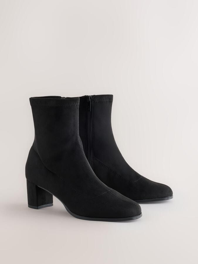 Next Dames Forever Comfort sok-enkellaarzen met ronde neus en extra brede pasvorm Zwart - Foto 3